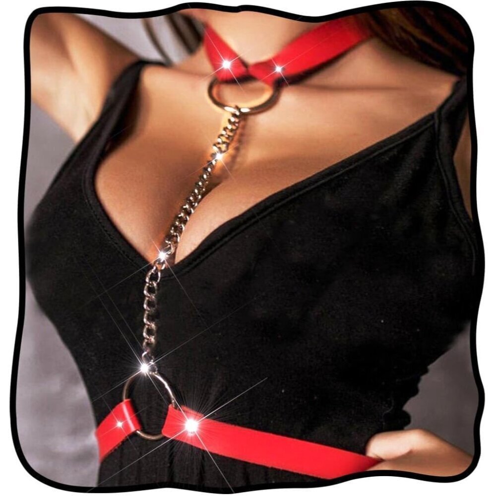 Women Leather Body Chain Harness Black Adjustable Fetish Costume Accessory